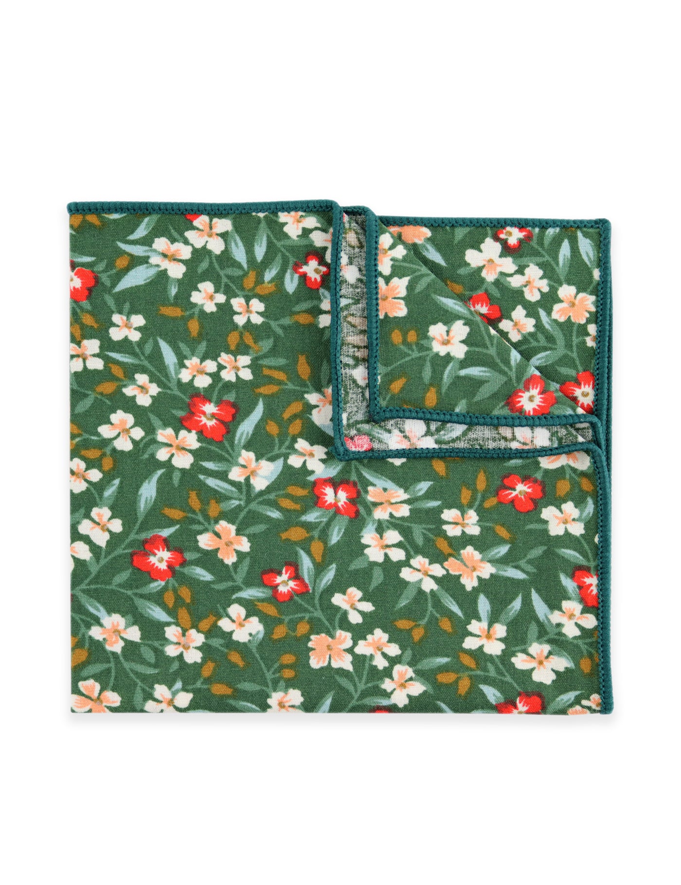 100% Cotton Floral Print Bow Tie - Green