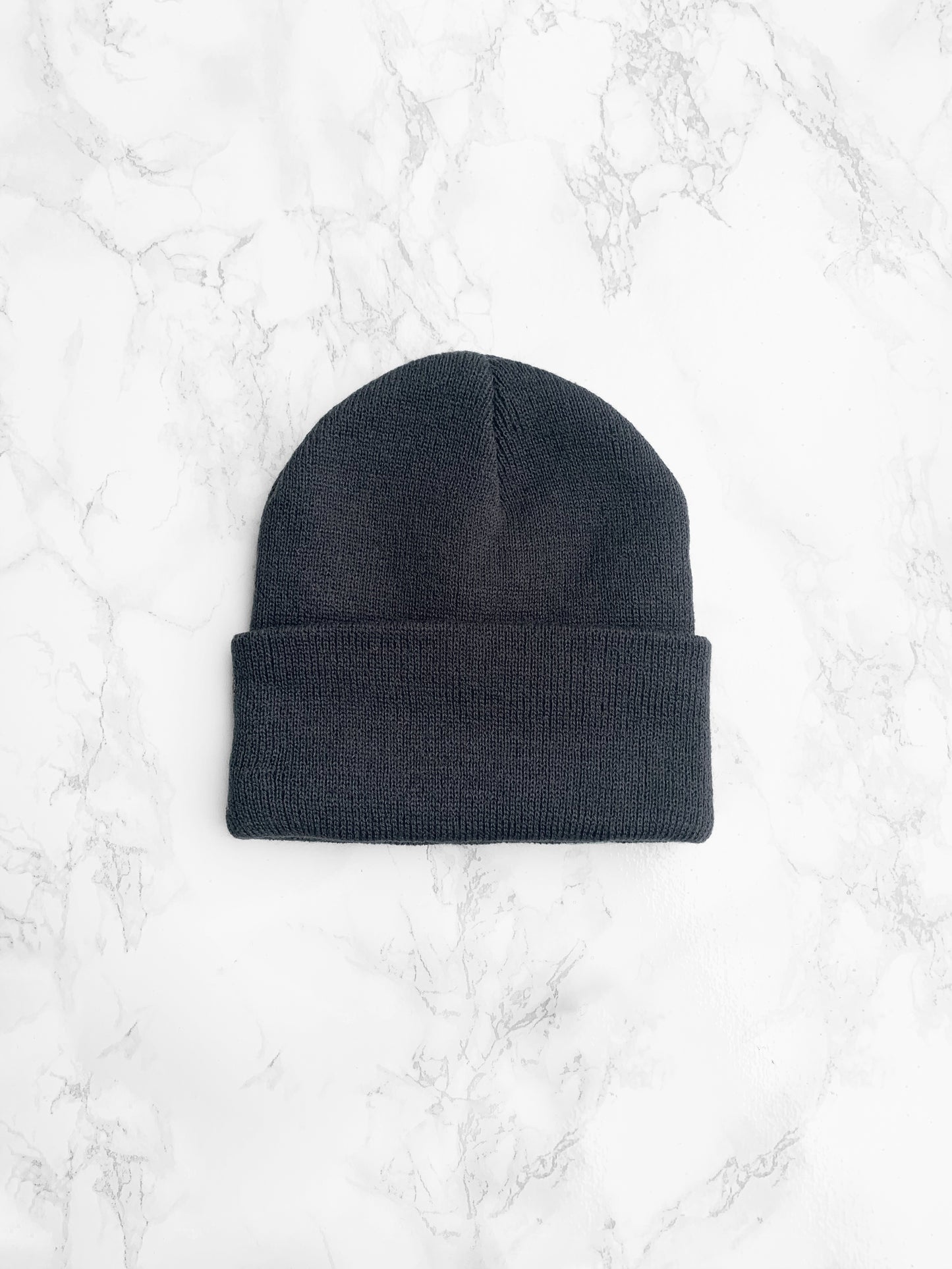 Ribbed Turn Up Beanie - Grey