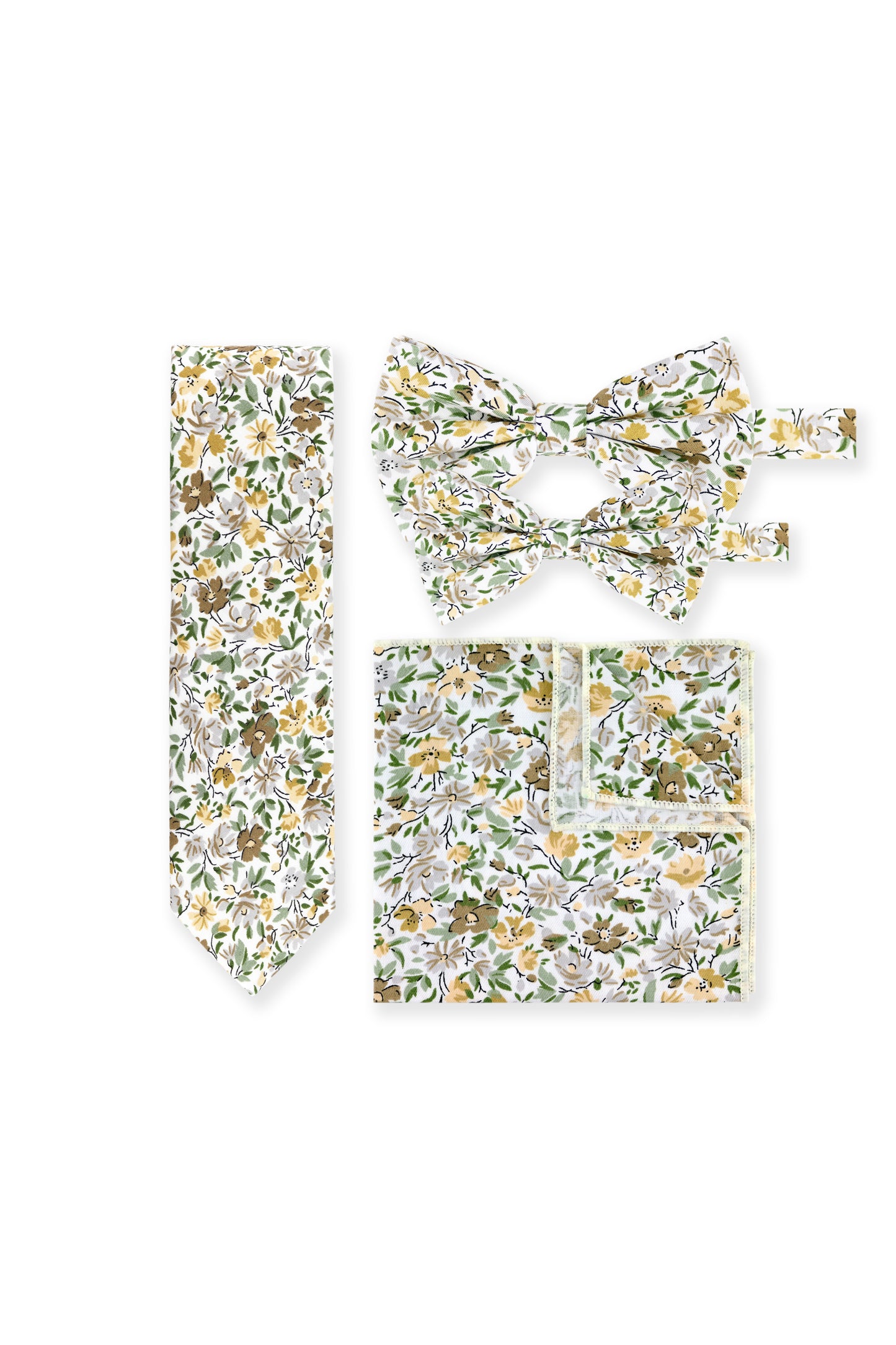 Floral Print Tie - Yellow & White