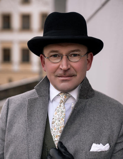 Floral Print Tie - Yellow & White