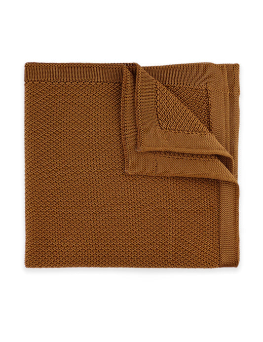 Knitted Pocket Square - Caramel Brown