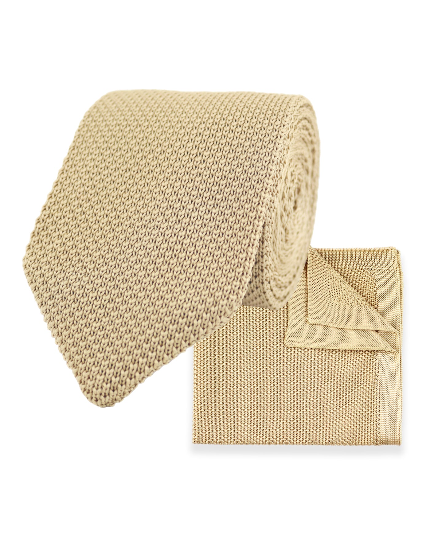 100% Polyester Diamond End Knitted Tie - Beige