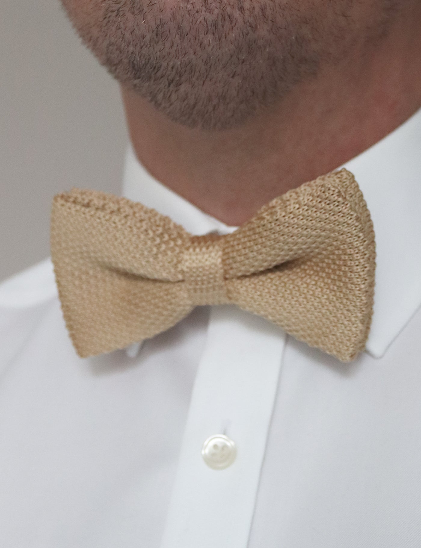 Knitted Bow Tie - Beige