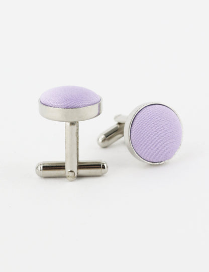 Woven Fabric Faced Cufflinks - Dark Purple
