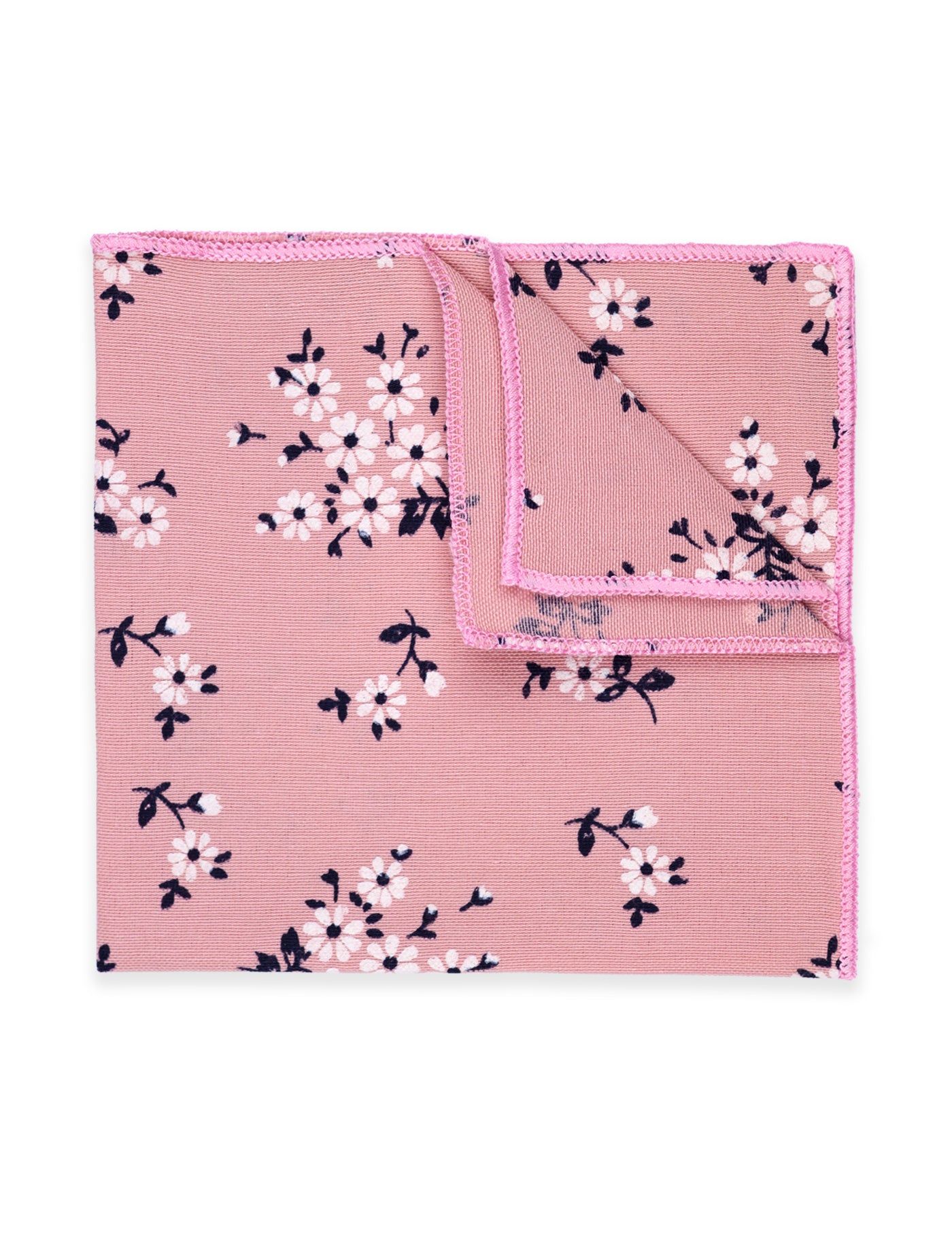 100% Cotton Floral Print Tie - Pink & Navy