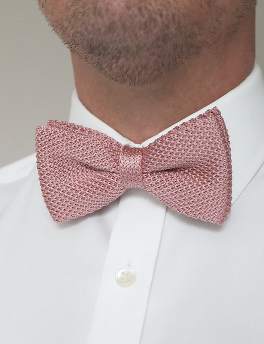 Knitted Bow Tie - Dusty Pink