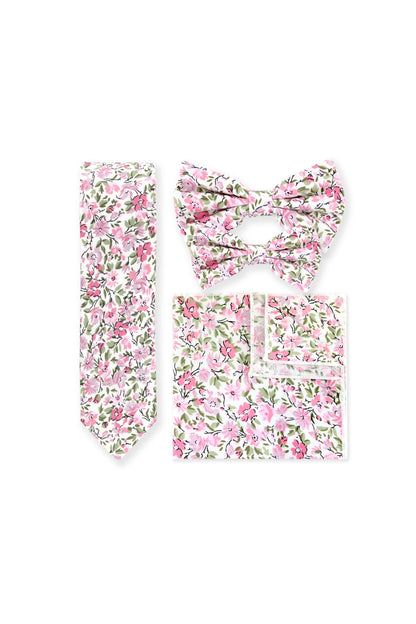 Floral Print Pocket Square - Pink & White