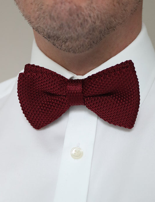 Knitted Bow Tie - Wine Red