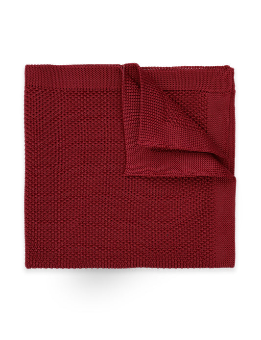 Knitted Pocket Square - Burgundy Red