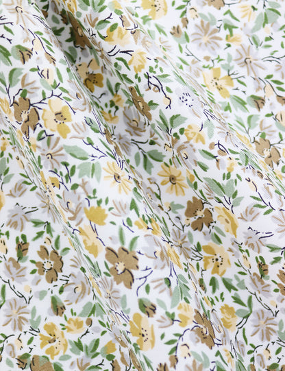 Floral Print Tie - Yellow & White