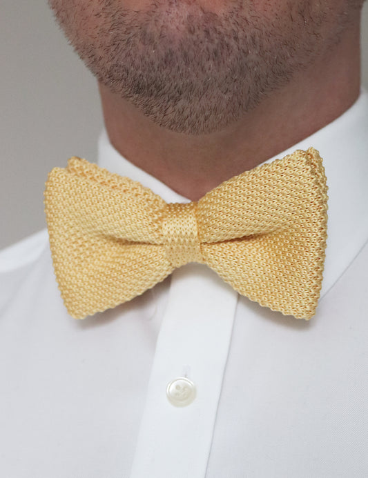 Knitted Bow Tie - Pastel Yellow