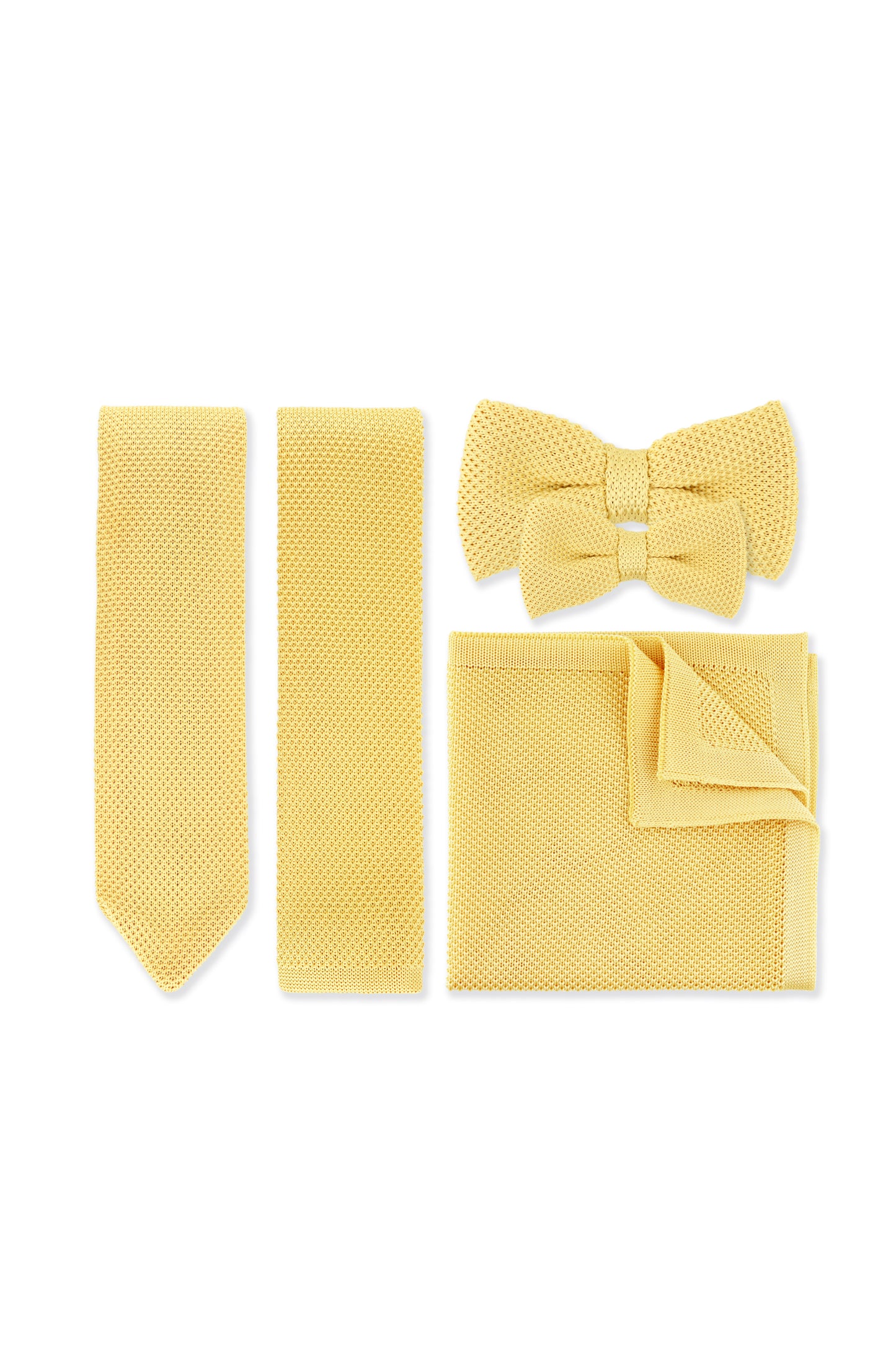 100% Polyester Diamond End Knitted Tie - Pastel Yellow
