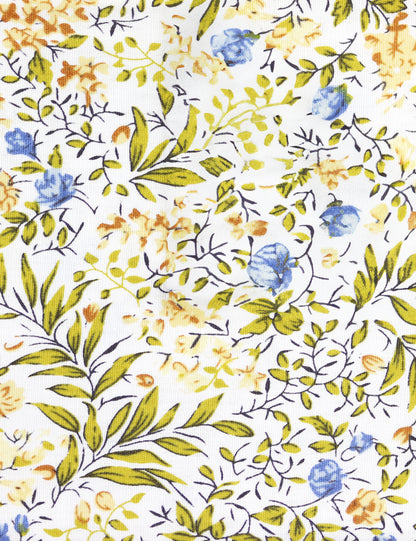 100% Cotton Floral Print Tie - Yellow