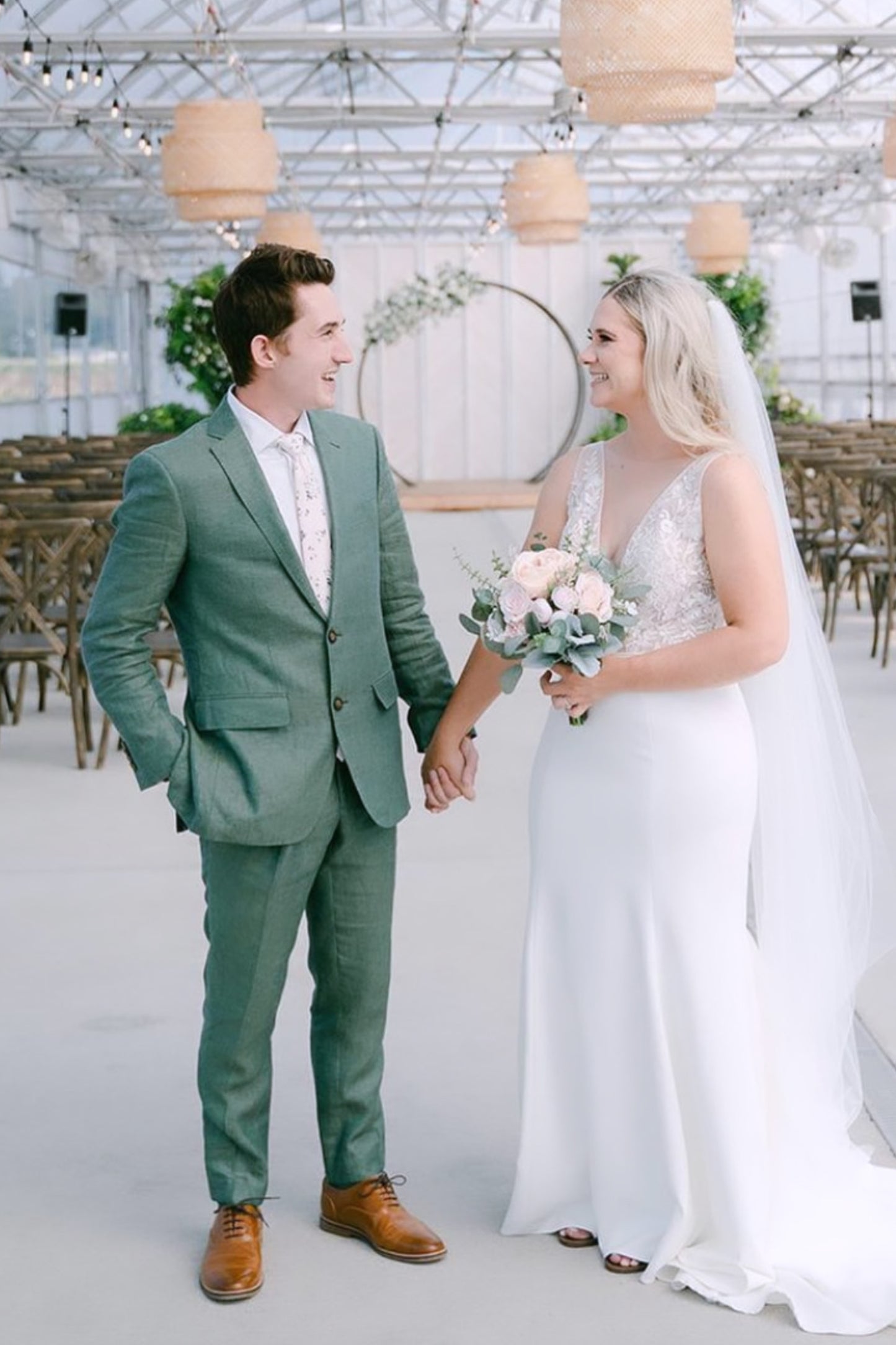 100% Cotton Floral Print Tie - Cream & Navy