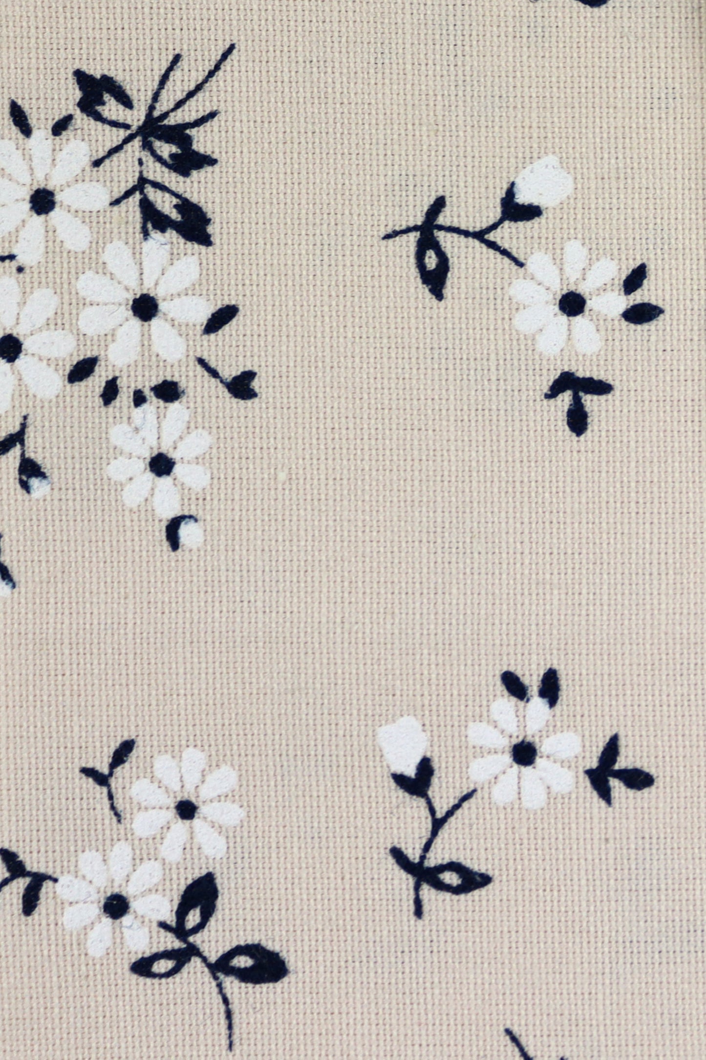 100% Cotton Floral Print Tie - Cream & Navy