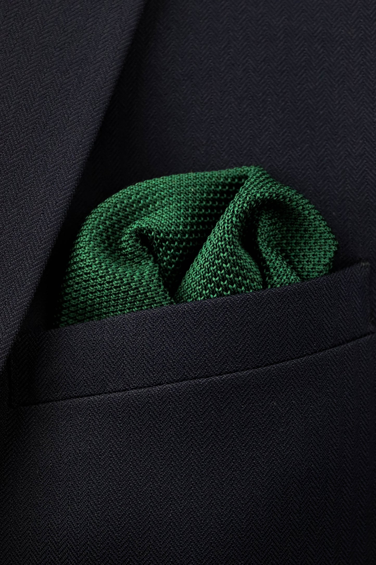Knitted Pocket Square - Dark Green